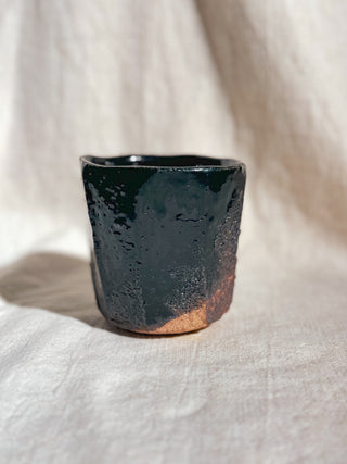 Hagi Ware Black Glazed Yunomi Tea & Coffee Cup #8 200ml | Eiichi Shibuya