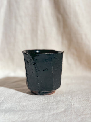 Hagi Ware Black Glazed Yunomi Tea & Coffee Cup 
 #10 200ml | Eiichi Shibuya