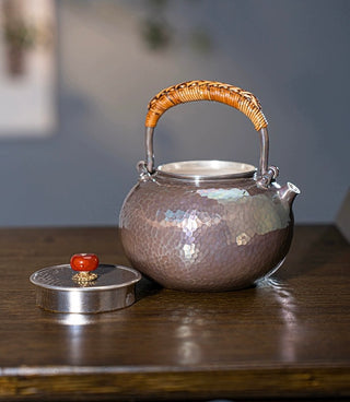 999 Silver Teapot Tea Kettle handmade 285ml 151g silver - YUMM-CHA