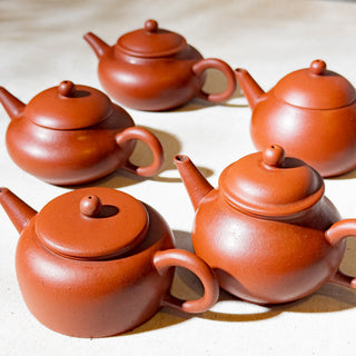 Factory-Era Yixing Teapot #33 Nurtured Five-shape-teapots 80's Hong Ni